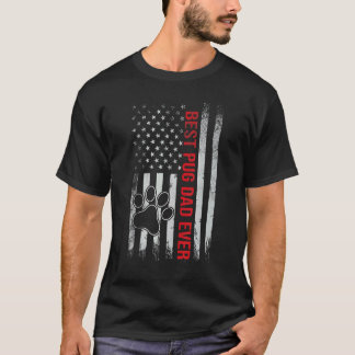 Bester Pug-Vater Aller Zeiten Usa-Flagge Vintage V T-Shirt