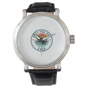 Bester Pug-Vater Aller Zeiten Vintage Gravur Hund  Armbanduhr