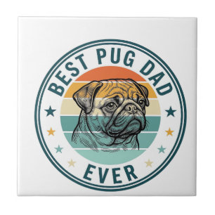 Bester Pug-Vater Aller Zeiten Vintage Gravur Hund Fliese