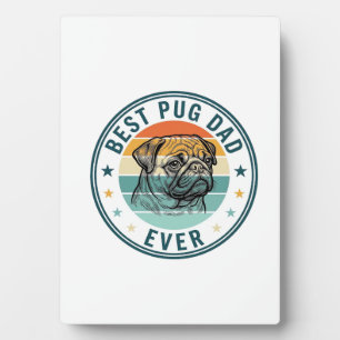 Bester Pug-Vater Aller Zeiten Vintage Gravur Hund Fotoplatte
