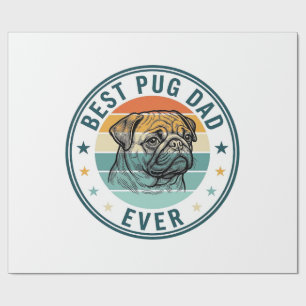 Bester Pug-Vater Aller Zeiten Vintage Gravur Hund Geschenkpapier
