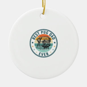 Bester Pug-Vater Aller Zeiten Vintage Gravur Hund  Keramik Ornament