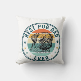 Bester Pug-Vater Aller Zeiten Vintage Gravur Hund Kissen