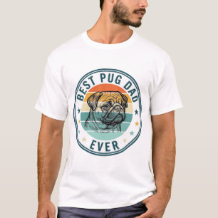 Bester Pug-Vater Aller Zeiten Vintage Gravur Hund  T-Shirt