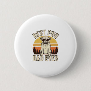 Bester Pug-Vater aller Zeiten Vintage Pug T-Shirt Button
