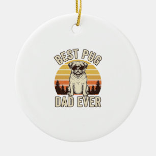 Bester Pug-Vater aller Zeiten Vintage-Pug-T-Shirt- Keramik Ornament