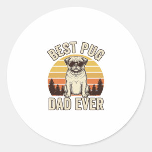 Bester Pug-Vater aller Zeiten Vintage-Pug-T-Shirt- Runder Aufkleber