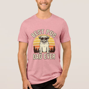 Bester Pug-Vater aller Zeiten Vintage-Pug-T-Shirt- Tri-Blend Shirt