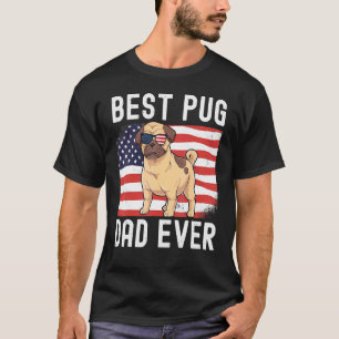 Bester Pug-Vater überhaupt Amerikanische Flagge 4. T-Shirt
