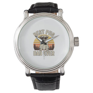 Bester Pug-Vater überhaupt Vintage-Pug-T-Shirt-Des Armbanduhr