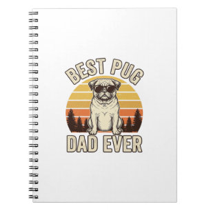 Bester Pug-Vater überhaupt Vintage-Pug-T-Shirt-Des Notizblock