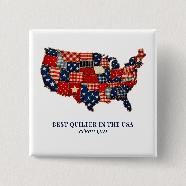 Bester Quilter in den USA Personalisierte Patchwor Button (Vorderseite)