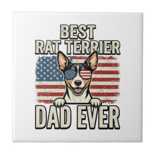 Bester Rat Terrier Dad Ever Patriotisches Hundeshi Fliese