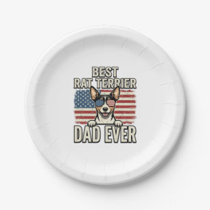 Bester Rat Terrier Dad Ever Patriotisches Hundeshi Pappteller