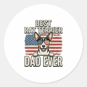 Bester Rat Terrier Dad Ever Patriotisches Hundeshi Runder Aufkleber
