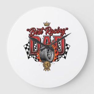Bester Rennpapa Vintage-Reifen Vatertag Große Wanduhr