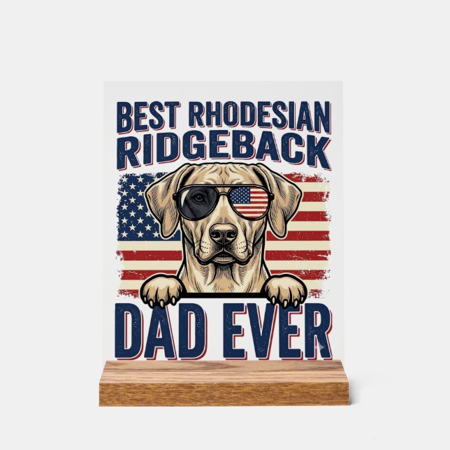Bester Rhodesian Ridgeback-Vater aller Zeiten Vint Acrylschild (Vorderseite)