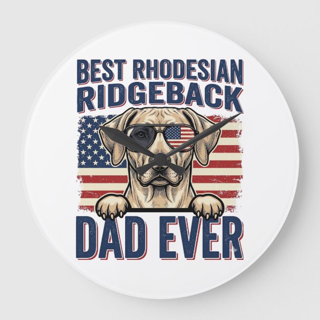 Bester Rhodesian Ridgeback-Vater Aller Zeiten Vint Große Wanduhr (Vorderseite)