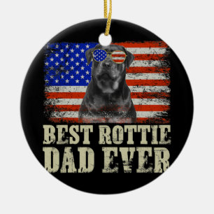 Bester Rottie Vater je amerikanische Flagge Hund R Keramik Ornament