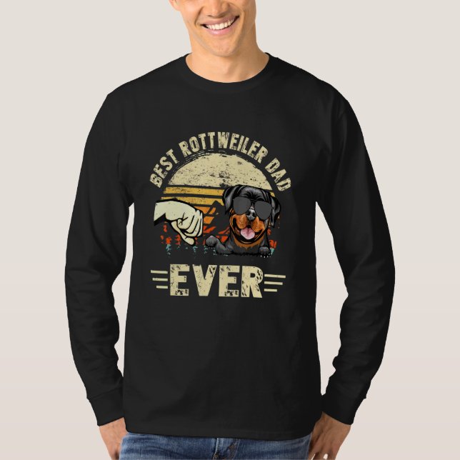 Bester Rottweiler Vater je Sunset Retro Vathday T-Shirt (Vorderseite)