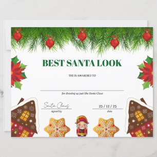 Bester Santa-Look Weihnachtsauszeichnungsurkunde