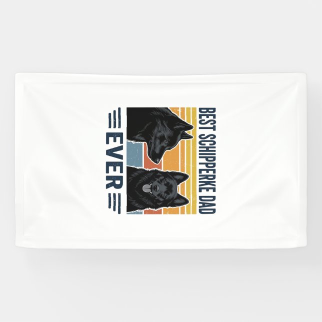 Bester Schipperke-Vater aller Zeiten Retro-Hund-Ve Banner (Horizontal)