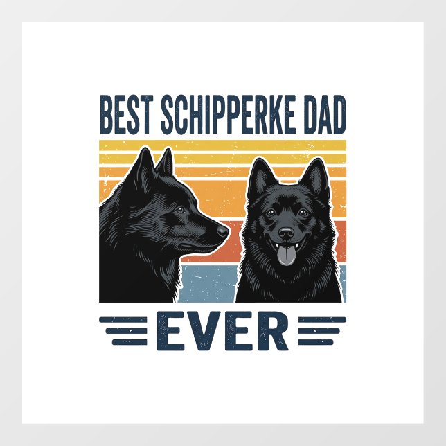 Bester Schipperke-Vater aller Zeiten Retro-Hund-Ve Fensteraufkleber (Blatt)