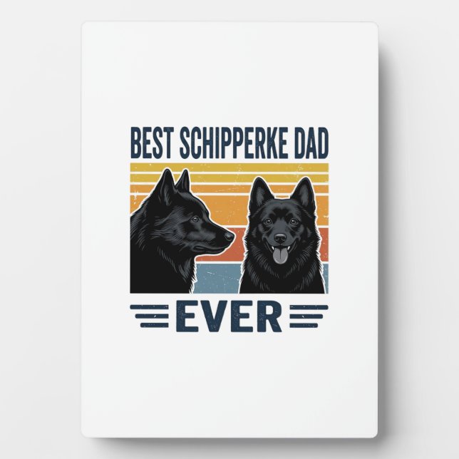 Bester Schipperke-Vater aller Zeiten Retro-Hund-Ve Fotoplatte (Vorderseite)