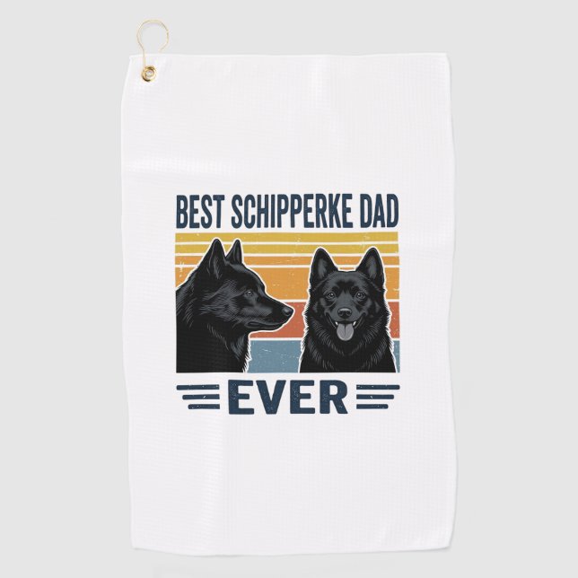 Bester Schipperke-Vater Aller Zeiten Retro-Hund-Ve Golfhandtuch (Vorderseite)