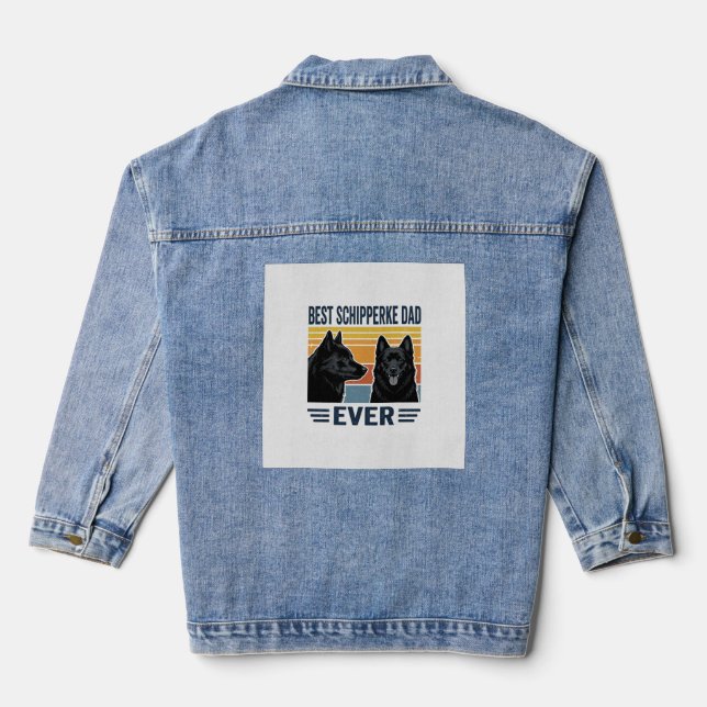 Bester Schipperke-Vater Aller Zeiten Retro-Hund-Ve Jeansjacke (Rückseite)