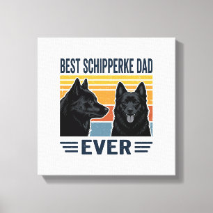 Bester Schipperke-Vater aller Zeiten Retro-Hund-Ve Leinwanddruck