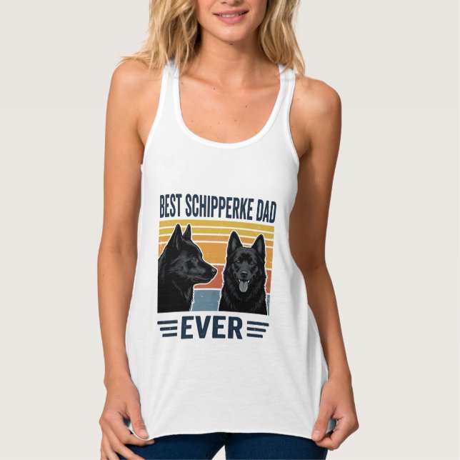 Bester Schipperke-Vater aller Zeiten Retro-Hund-Ve Tank Top (Vorderseite)