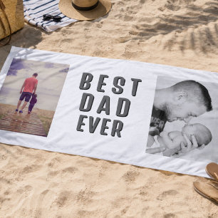 Bester Schlechter Vater-Tag 2 Foto-Collage Strandtuch