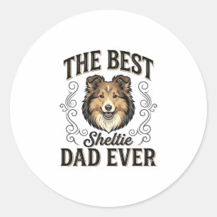 Bester Sheltie-Vater Aller Zeiten Vintage-Hundelie Runder Aufkleber
