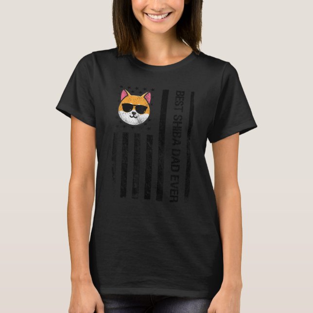 Bester Shiba Vater je USA Flagge Shiba Inu Besitze T-Shirt (Vorderseite)