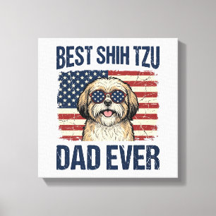 Bester Shih Tzu-Vater überhaupt Patriotischer Hund Leinwanddruck