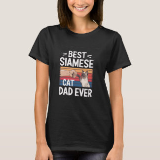 Bester siamesischer KatzenVater je Retro Sunset T-Shirt