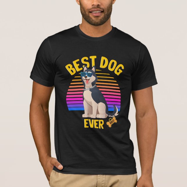 Bester sibirischer Husky-Hund je Retro T-Shirt (Vorderseite)