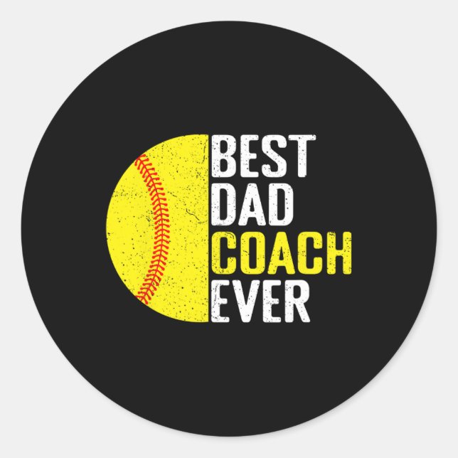 Bester Softll Dad Coach Ever Lustig Retro Softll D Runder Aufkleber (Vorderseite)