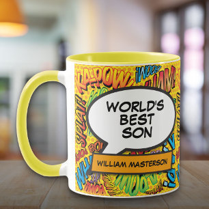 Bester Sohn der Welt Modern Coole Farbige Comic Tasse