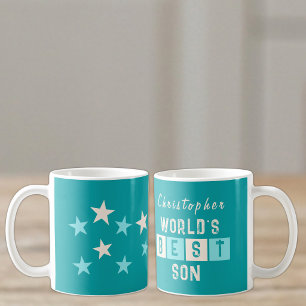 Bester Sohn der Welt Name Sterne Türkis Kaffeetasse