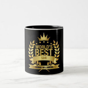 Bester Sohn der Welt Spaß Gold Schwarz Zweifarbige Tasse