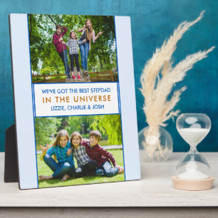 Bester Stepdad im Universum Personalisiertes 2-Fot Fotoplatte