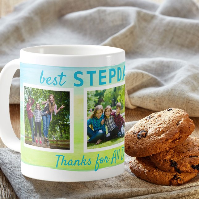 Bester Stepdad je 3 Foto Pinselstrich Kaffeetasse (Von Creator hochgeladen)