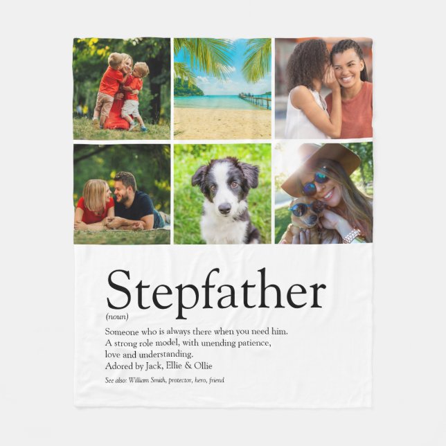 Bester Stepfather, Stepdad Definition 6 Foto Spaß Fleecedecke (Vorderseite)