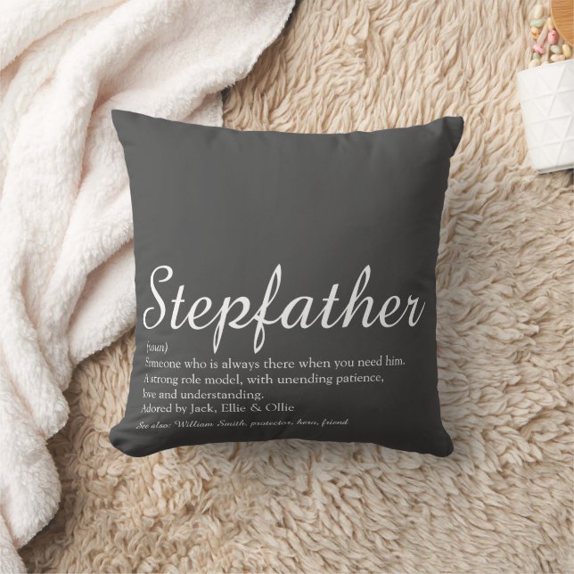 Bester Stepfather, Stepdad Definition Fun Grau Kissen (Decke)