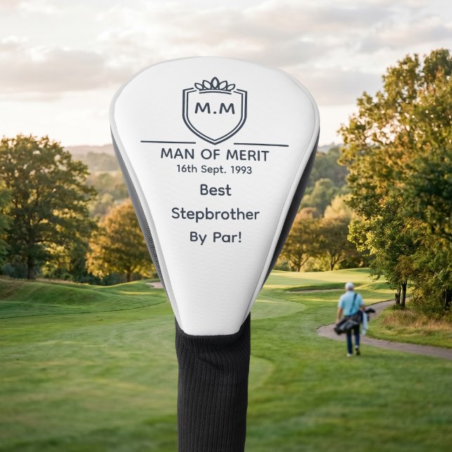 Bester Stiefbruder Monogramm Anfangsbuchstaben Man Golf Headcover (Stepbrother golf head cover)