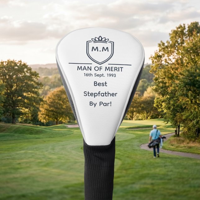 Bester Stiefvater Monogramm Anfangsbuchstaben Mann Golf Headcover (Stepfather golf club cover)