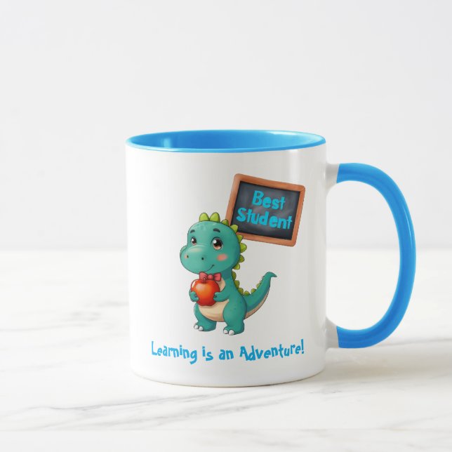 Bester Student Dino Kinderschule Sticker Tasse (Rechts)