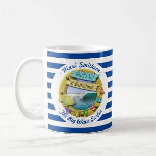 Bester Surfer Sunshine Nautical Navy Strip Porthol Kaffeetasse
